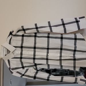 Express, fitted medium, checkered, black and white